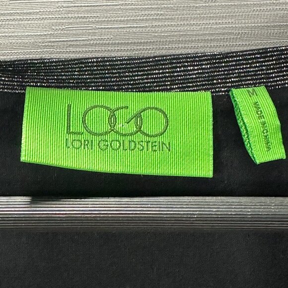 LOGO Lori Goldstein Womens Medium Tunic Top Black Silver Metallic Sparkle - Picture 4 of 7